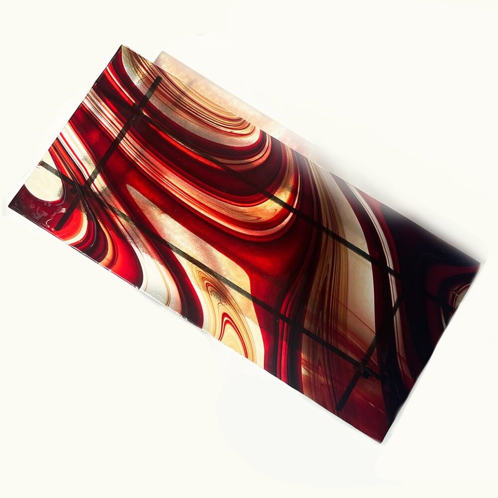 Glass Serving Tray, Abstract Design, Art at 17” Long! - Picture 2 of 11